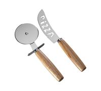 Hemobllo Cortador de Pizza Rueda Giratoria Cómoda 2 Rodillos de Acero Inoxidable and Mango de Madera para Hornear Pizza en Cocina Profesional