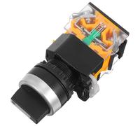 Hemobllo Interruptor Selector Giratorio de 3 Posiciones Material ABS y Aleación de Plata Diámetro de Orificio 22mm con Autobloqueo, Capacidad hasta 10a para Instalación Estable
