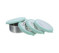 Hemobllo Rallador de Queso Multirallador, Acero Inoxidable, 4 Cuchillas Intercambiables, Diseño Redondo con Base Antideslizante, Fácil de Desmontar y Lavar, para Cocinas Compactas