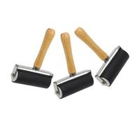 Hemobllo Rodillo de 3 Piezas para Impresión y Manualidades Goma y Mango de Madera, Herramienta Profesional para Esparcir Tinta y Pegamento en Bricolaje
