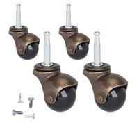 Hemobllo Ruedas Giratorias Paquete de 4 Piezas para Silla de Oficina Diseño de Rotación 360 Grados, Material Acero y Pp para Uso en Muebles y Sillas