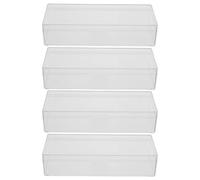 HEMOTON 4 Cajas Rectangulares Transparentes de Plástico con Tapa Abatible | Organizador Modular Apilable, 15,4x6,2x3,8cm, para Viaje, Cocina y Accesorios
