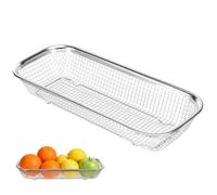 HEMOTON Cesta de drenaje de acero inoxidable rectangular de 12,20 x 4,72 x 2,17 pulgadas, colador de cocina grueso para fregadero, frutas, verduras, escurridor, colador de drenaje de cocina, práctico