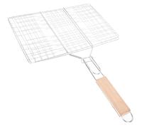 HEMOTON Cesta para Asar Pescado y Verduras de Hierro Mango Aislante | Acabado Pulido Fino y Superficie Lisa, Uso en Camping y Picnic, Mango Incluido, Color Plata Color Aleatorio