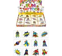Henbrandt tatuajes temporales de superhéroes para niños 120 tatuajes 10 x 12 paquetes