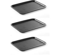 HENDI Bandeja de Servicio, Mediana, Rectangular, Multiusos, resiste hasta 80°C, Bandeja para Servir Comida rápida, Bebidas, Fast Food, Bandeja de Cocina, 305x415x(H) 20mm, Negro, Polipropileno
