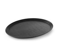 HENDI Bandeja de Servicio Ovalada XL, Superficie Antideslizante, 735x600x(H) 31mm, Negro, Fibra de Vidrio y Goma