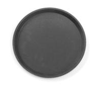 HENDI Bandeja de Servicio, Redonda, Recubrimiento Antideslizante, Multiusos, para buffets, Bandeja de Cocina para Servir Comida rápida, Bebidas, Fast Food, ⌀410x(H) 20mm, Polipropileno, Negro
