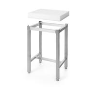 HENDI Bloque para cortar de HDPE con base, set, conjunto de tabla de cortar maciza de HDPE, blanca, con soporte reforzado de acero inoxidable, 500x400x(H)800mm