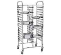HENDI Carro bandejero doble móvil, 30 x GN 1/1, capacidad de carga 150 kg, 798x610x(H)1710mm, acero inoxidable