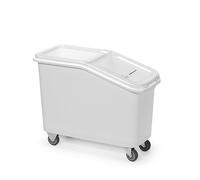 HENDI Carro de ingredientes, AmerBox, contenedor para almacenar alimentos secos, carro transportador de harina, azúcar, sal, granos, arroz, 62L, 345x720x(H)570mm, blanco, polipropileno