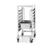 HENDI, carro de transporte: 7 recipientes GN 1/1 de acero inoxidable, dimensiones 615 x 450 x 925 mm