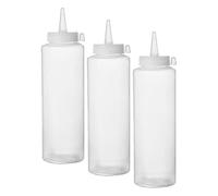 HENDI Dispensador de botella para salsas y condimentos, reutilizable, biberón dosificador exprimible, ketchup, mostaza, aceite de oliva, 0,35L, ø55x(H)205mm, transparente, PE, PP (Paquete de 3)