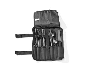 HENDI Emplatar Chef Kit, Juego de Herramientas de emplatado y Decorado culinario, 6 Piezas: Pinzas-cucharas-espátula, In stuche, Acero Inoxidable con Recubrimiento PVD Negro, PP