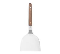 HENDI Espátula Teppanyaki japonés, mango de madera nogal, volteador de hamburguesas, huevos, pala, raspador de plancha, barbacoa, parrilla, espátula de cocina, 240x105mm, acero inoxidable