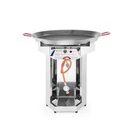 HENDI Fogón de gas propano Fiesta 800 para paella y parrilladas, con paellera ⌀800mm, 7kW, 800x800x(H) 900mm, acero inoxidable
