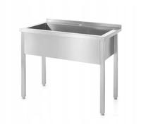 HENDI Fregadero de cocina, sencillo, rectangular, profundidad: 300mm, soldado, patas ajustables, orificio del grifo ø30mm, desagüe ø52mm, fregadero industrial, 800x700x(H)850mm, acero inoxidable
