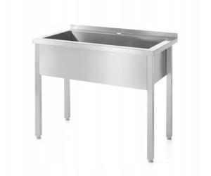 HENDI Fregadero de cocina, sencillo, rectangular, profundidad: 300mm, soldado, patas ajustables, orificio del grifo ø30mm, desagüe ø52mm, fregadero industrial, 800x700x(H)850mm, acero inoxidable