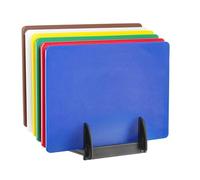 HENDI Juego de 6 tablas de cortar HACCP con soporte, lisas, 6 colores diferentes, 6 piezas, 450x300x(H)10mm, polietileno, polipropileno