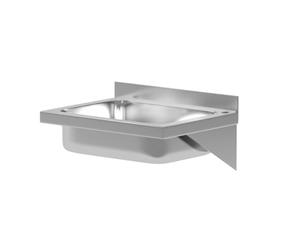 HENDI Lavabo de pared, Fregadero Frente Visto, dimensiones interiores: 350 x 250 x 100 mm, desagüe: 52 mm, apertura para grifos: diámetro 35 mm, 400 x 295 x 145 mm, acero inoxidable
