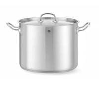 HENDI Olla de cocina, alta, con tapa con orificios de salida de vapor, fondo de inducción continuo, apta para todas las fuentes de calor y el lavavajillas, 13.5L, ø280x(H)220mm, acero inoxidable