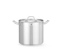 HENDI Olla de cocina, alta, con tapa con orificios de salida de vapor, fondo de inducción continuo, apta para todas las fuentes de calor y el lavavajillas, 10L, ø240x(H)220mm, acero inoxidable