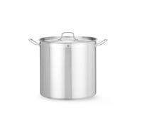 HENDI Olla de cocina, alta, con tapa con orificios de salida de vapor, fondo de inducción continuo, apta para todas las fuentes de calor y el lavavajillas, 37L, ø360x(H)360mm, acero inoxidable