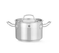 HENDI Olla de cocina, mediana, con tapa con orificios de salida de vapor, fondo de inducción continuo, apta para todas las fuentes de calor y el lavavajillas, 2L, ø160x(H)110mm, acero inoxidable