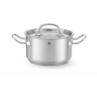 HENDI Olla de cocina, mediana, con tapa con orificios de salida de vapor, fondo de inducción continuo, apta para todas las fuentes de calor y el lavavajillas, 3.5L, ø200x(H)115mm, acero inoxidable
