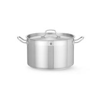 HENDI Olla de cocina, mediana, con tapa con orificios de salida de vapor, fondo de inducción continuo, apta para todas las fuentes de calor y el lavavajillas,10L, ø280x(H)170mm, acero inoxidable
