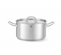 HENDI Olla de cocina, mediana, con tapa con orificios de salida de vapor, fondo de inducción continuo, apta para todas las fuentes de calor y el lavavajillas, 6L, ø240x(H)135mm, acero inoxidable