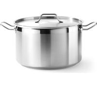 Hendi Olla de cocina mediana 15L acero inoxidable con tapa (orificios de vapor) y fondo de inducción