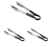 HENDI Pinzas para servir HACCP, mango en colores HACCP, pinzas de cocina, pinzas para alimentos, plancha, parilla, barbacoa, asar, 250 mm, acero inoxidable, negro (Paquete de 3)