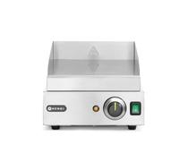 HENDI Plancha de asar eléctrica lisa, grill parrilla con bandeja de goteo extraíble, temperatura regulable hasta 300°C, 230V, 2000W, 450x300x(H)225mm, acero inoxidable