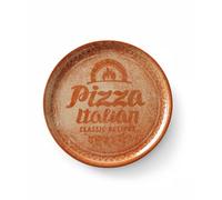 HENDI Plato de Pizza Redondo en Porcelana Esmaltada con Motivo de Texto e Ilustración, Plato para Servir Pizza, Apto para Microondas y Lavavajillas, ⌀330mm, Rojo