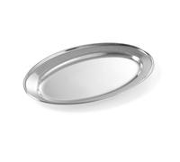 HENDI Plato Oval de Servicio, Bandeja Multiusos para Cocina, decoración y presentación de Alimentos, Carnes y fiambres, Fuente de Fiesta, 245x170x(H) 20mm, Acero Inoxidable