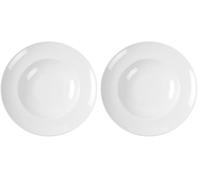HENDI Plato para servir pasta, bordes reforzados, esmalte de calidad, resistente a los impactos y al desgaste, apto para el microondas y el lavavajillas, ø300mm, porcelana blanca (Paquete de 2)