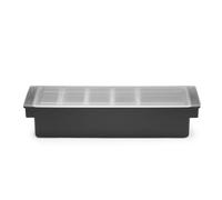 HENDI Portacondimentos de Bar, Bandeja de Guarniciones para Cócteles BarUp, Caja Organizadora con Tapa Transparente, 5 Contenedores de Polipropileno, 480x150x(H) 100mm, HIPS, Negro