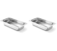HENDI Recipiente Gastronorm GN 1/3, Kitchen Line, resistencia térmica -40 °C a 250 °C, apto para horno y baño maría, 1,5L, 325x176x(H) 40mm, acero inoxidable (Paquete de 2)
