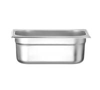 HENDI Recipiente Gastronorm GN 1/4, Budget Line, resistencia térmica -40 °C a 250 °C, apto para horno y baño maría, 2,8L, 265x162x(H) 100mm, acero inoxidable