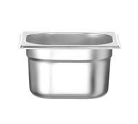 HENDI Recipiente Gastronorm GN 1/6, Budget Line, resistencia térmica -40 °C a 250 °C, apto para horno y baño maría, 1,6L, 176x162x(H) 100mm, acero inoxidable