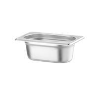 HENDI Recipiente Gastronorm GN 1/9, Budget Line, resistencia térmica -40 °C a 250 °C, apto para horno y baño maría, 0,6L, 176x108x(H) 65mm, acero inoxidable
