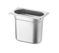 HENDI Recipiente Gastronorm GN 1/9, Kitchen Line, resistencia térmica -40 °C a 250 °C, apto para horno y baño maría, 1,3L, 176x108x(H)150mm, acero inoxidable