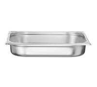 HENDI Recipiente Gastronorm GN 2/3, Kitchen Line, resistencia térmica -40 °C a 250 °C, apto para horno y baño maría, 5,5L, 354x325x(H) 65mm, acero inoxidable