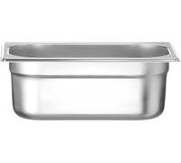 HENDI Recipiente GN 1/4,contenedor GN,bordes redondeados,resistente a Temperaturas de -40° a 300°C,apto para hornos,congeladores,calientaplatos,baño María,2.8L,265x162(H) 100mm,acero inoxidable
