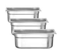 HENDI Recipiente GN 1/4,contenedor GN,bordes redondeados,resistente a Temperaturas de -40° a 300°C,apto para hornos,congeladores,calientaplatos,baño María,2.8L,265x162(H) 100mm,acero inoxidable