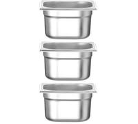 HENDI Recipiente GN 1/6,contenedor GN,bordes redondeados,resistente a Temperaturas de -40° a 300°C,apto para hornos,congeladores,calientaplatos,baño María,1.6L,176x162x(H) 100mm,acero inoxidable