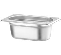 HENDI Recipiente GN 1/9,contenedor GN,bordes redondeados,resistente a Temperaturas de -40° a 300°C,apto para hornos,congeladores,calientaplatos,baño María,0.6L,176x108x(H) 65mm,acero inoxidable