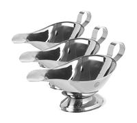 HENDI Salsera, 280 ml, con base, cazo recipiente pequeño para salsas, salsera con pico vertedor, 200x100x(H)105mm, acero inoxidable (Paquete de 3)
