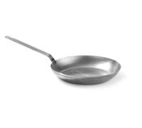 HENDI Sartén de freír tradicional, apta para todas las fuentes de calor, mango soldado, duradera, revestimiento antiadherente natural después de curarse, base: 24cm, ø300x(H) 50mm, acero al carbono